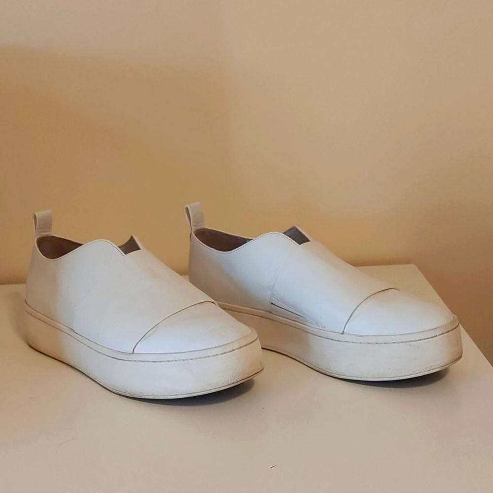 Vince white slip ons